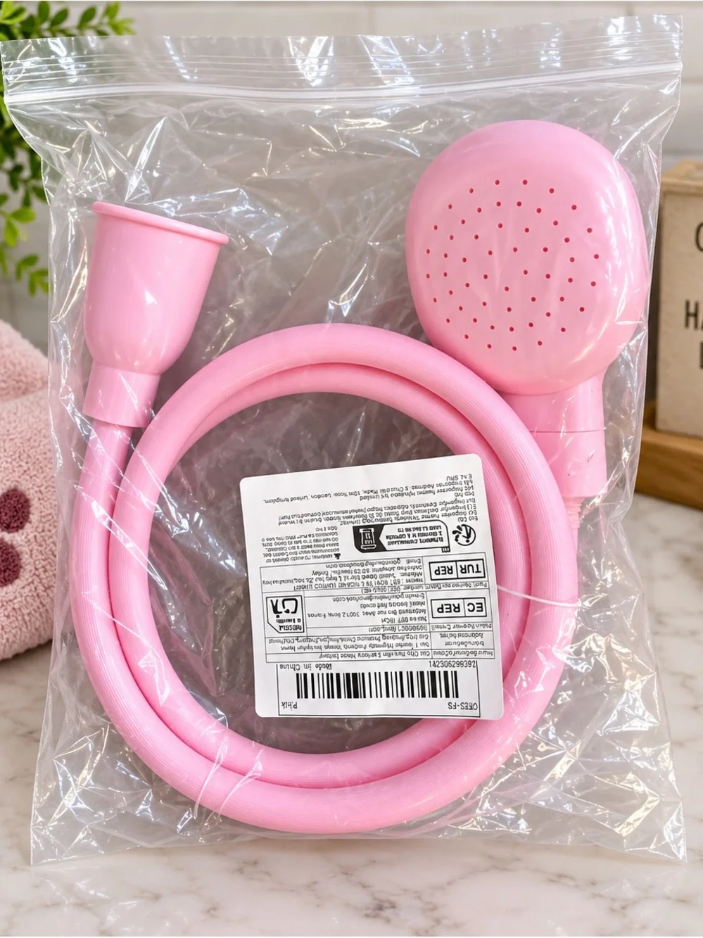 Pink Pet Dog Shower Sprayer Hose Portable Bath Rinse Attachment NEW